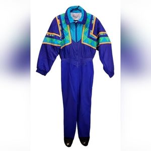 Vintage Obermeyer 80s Ski Suit Size 4-6 With Stirrup Legs Purple, Teal